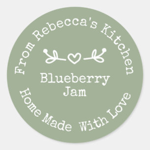 Homemade with Love Sage Green   Jam Canning Label