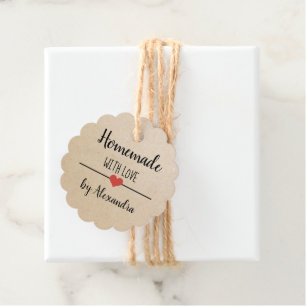 Homemade with love script craft custom favour tags