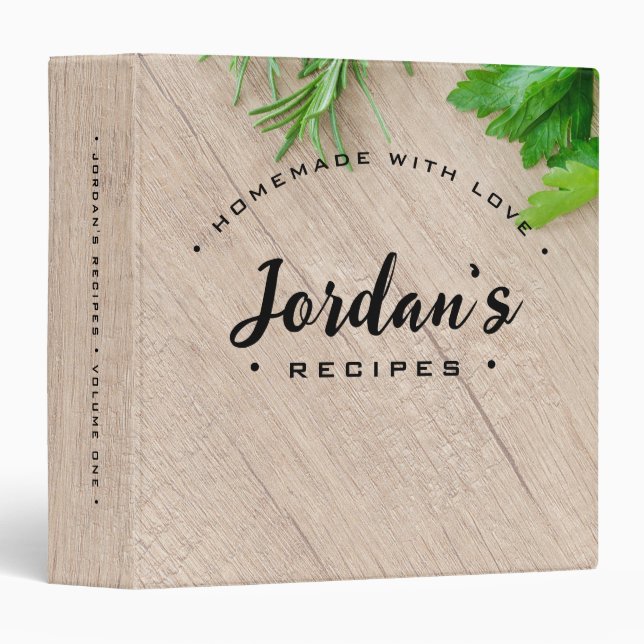 Homemade with Love Script Name Recipe Custom Binder (Front/Spine)