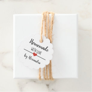 Homemade with love script simple white custom  favour tags
