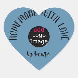 Homemade With Love Stylish Custom Dusty Blue  Heart Sticker