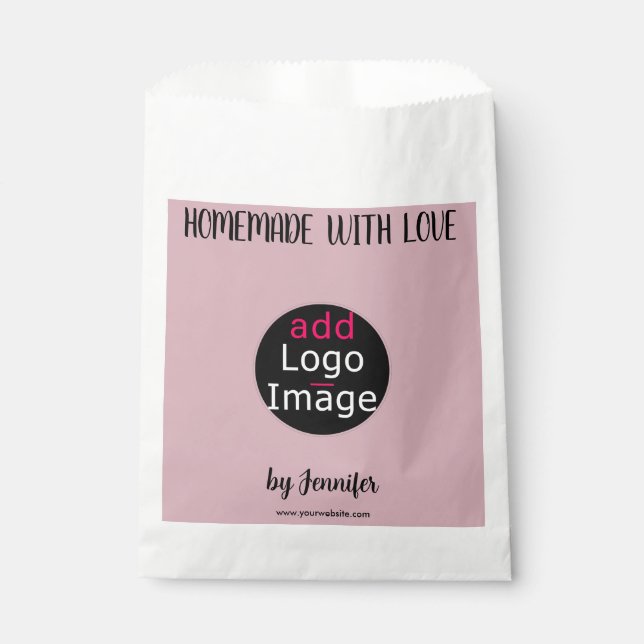 Homemade With Love Stylish Custom Dusty Rose Pink  Favour Bag (Front)