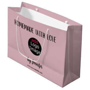 Homemade With Love Stylish Custom Dusty Rose Pink  Large Gift Bag