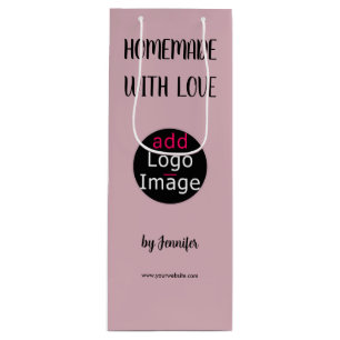 Homemade With Love Stylish Custom Dusty Rose Pink  Wine Gift Bag