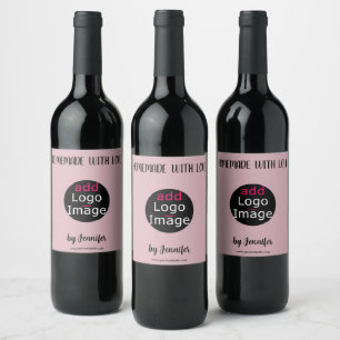Homemade With Love Stylish Custom Dusty Rose Pink  Wine Label