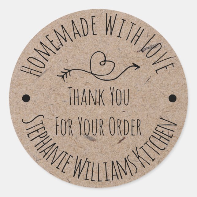 Homemade with Love | Thank You For Your Order Classic Round Sticker (Front)