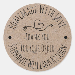 Homemade with Love Thank You For Your Order Classic Round Sticker