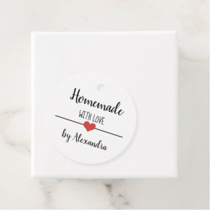 Homemade with love white script custom   favour ta tags