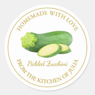 Homemade Zucchini Pickle Label   White