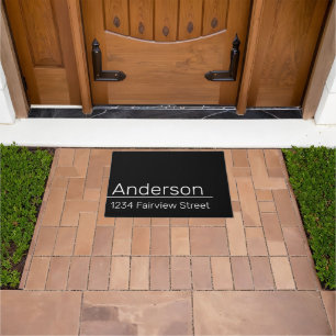 Homeowner Name & Address Black White Mailbox Decal Doormat