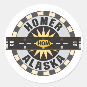 Homer, AK HOM  Airport Classic Round Sticker