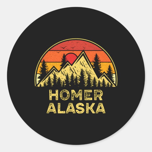 Homer Alaska Ak Mountains Outdoor Hiking Classic Round Sticker (Front)