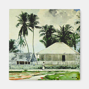 Homer - Cabins, Nassau, famous painting, Magnet