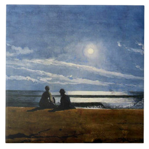 Homer - Moonlight, fine art painting, Tile