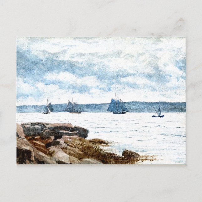 Homer - Sailboats at Gloucester, 1880 painting Postcard (Front)