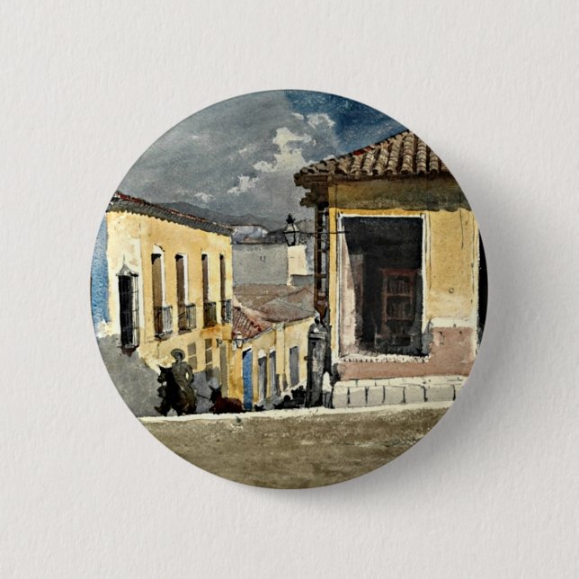 Homer: Santiago de Cuba Street Scene 2 Inch Round Button (Front)