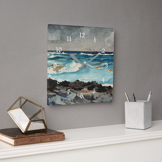 Homer - Shore and Surf, Nassau Square Wall Clock (Office)