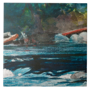 Homer - The Rapids, Hudson River, Adirondacks Tile