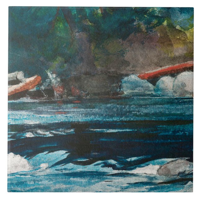 Homer - The Rapids, Hudson River, Adirondacks Tile (Front)