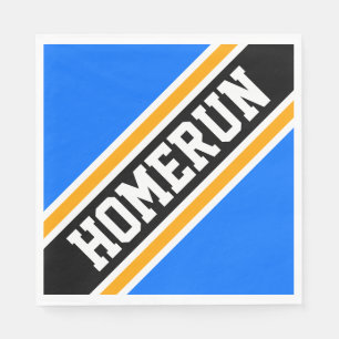 HOMERUN Cool Fun Bright Blue Orange Black Stripes Napkin