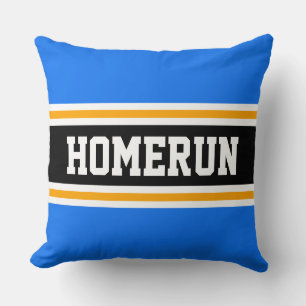 HOMERUN  Sporty Bright Blue Orange Summer Stripes Throw Pillow