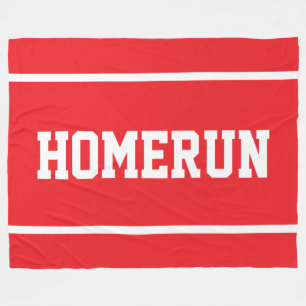 HOMERUN Sporty White Baseball Stripes On Fleece Blanket