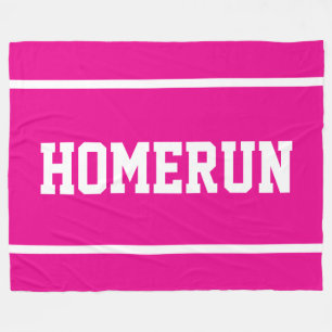 HOMERUN Sporty White Baseball Stripes On Fleece Blanket