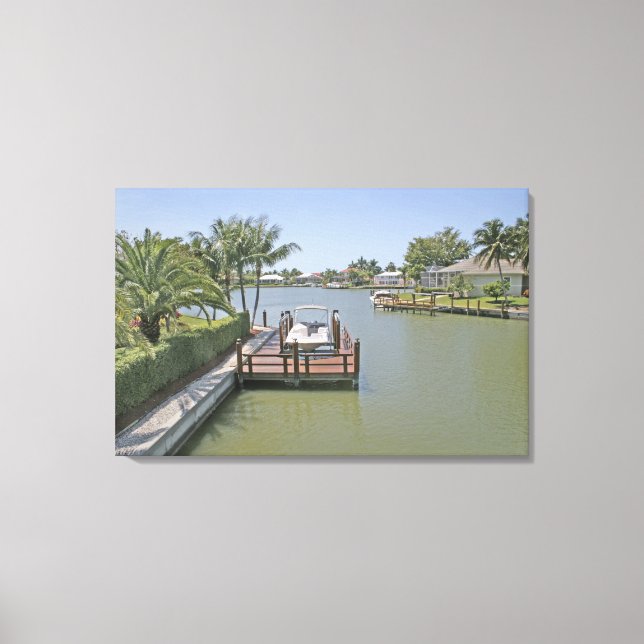 Homes and docks on canal Marco Island Florida Canvas Print (Front)