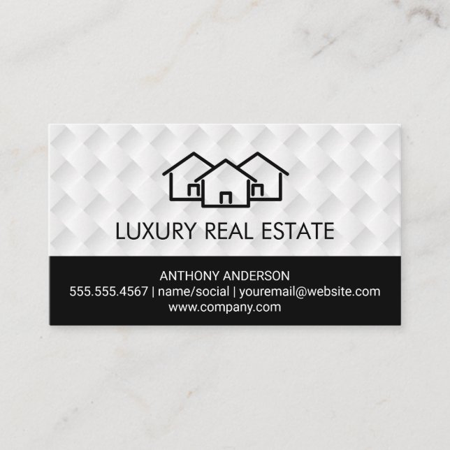 Homes Icon  | Weave Pattern Business Card (Front)