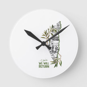 Homes Within the Map, Embraced by Olive Branches Round Clock