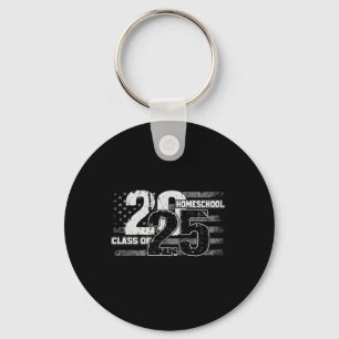 Homeschool Cl Of 2025 Distressed American Flag Sen Keychain