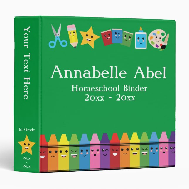 Homeschool Classroom Organization Portfolio Cute Binder (Front/Spine)