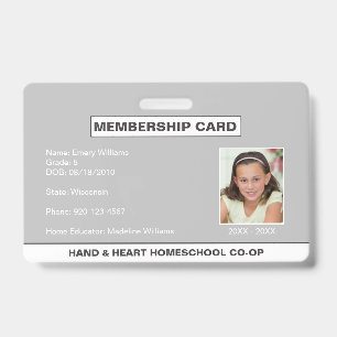 Homeschool CO-OP Membership ID Badge