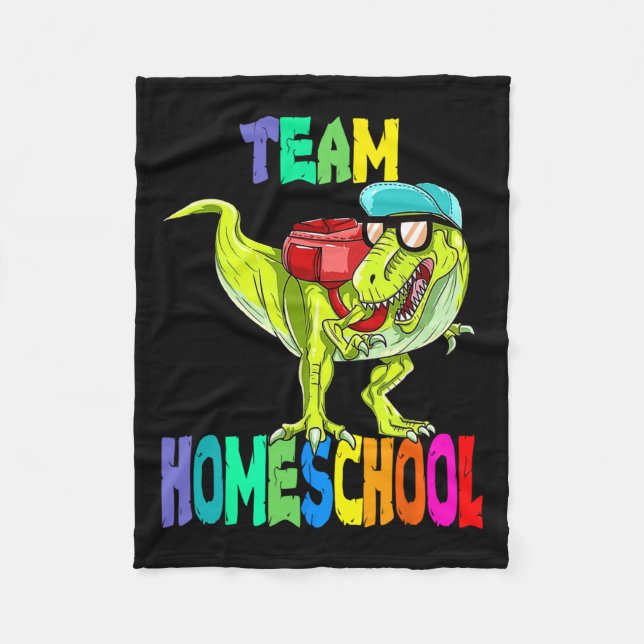 Homeschool Dinosaur T Rex Back To School  Fleece Blanket (Front)