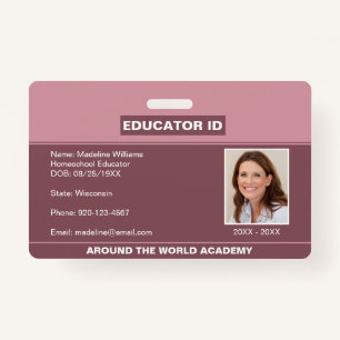 Homeschool Educator ID Blush Pink Badge