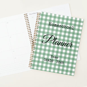 Homeschool Green Gingham Back to School Spiral Planner