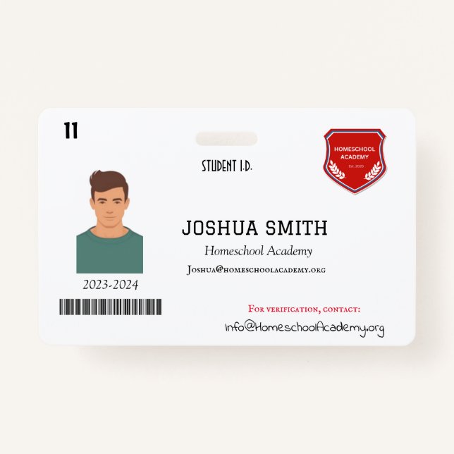 HOMESCHOOL I.D. (Mock Up) Badge (Front)