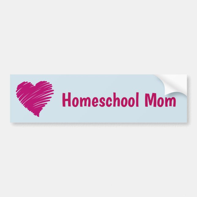 Homeschool Mom Pink Heart Bumper Sticker (Front)