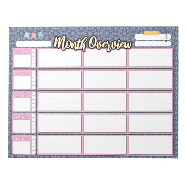 HOMESCHOOL MONTHLY OVERVIEW notepad (Front)