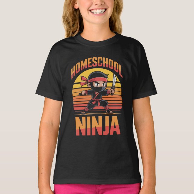 : Homeschool Ninja Kids – Cute Chibi Ninja  T-Shirt (Front)