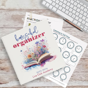Homeschool Organisateur Classeur Aquarelle Florale