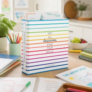 Homeschool Organizer Binder rainbow Stripes