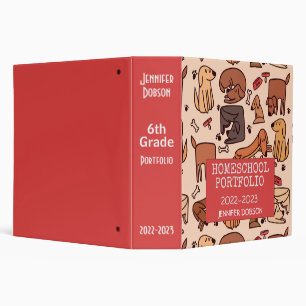 Homeschool portfolio colourful dog animated patter binder