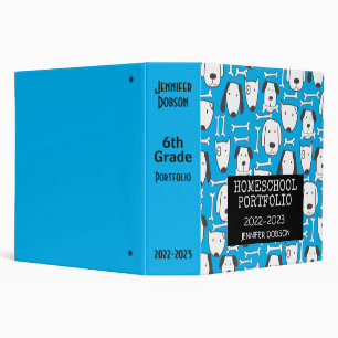 Homeschool portfolio colourful dog animated patter binder