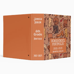 Homeschool portfolio colourful dog animated patter binder