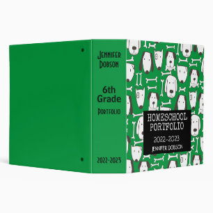 Homeschool portfolio colourful dog animated patter binder