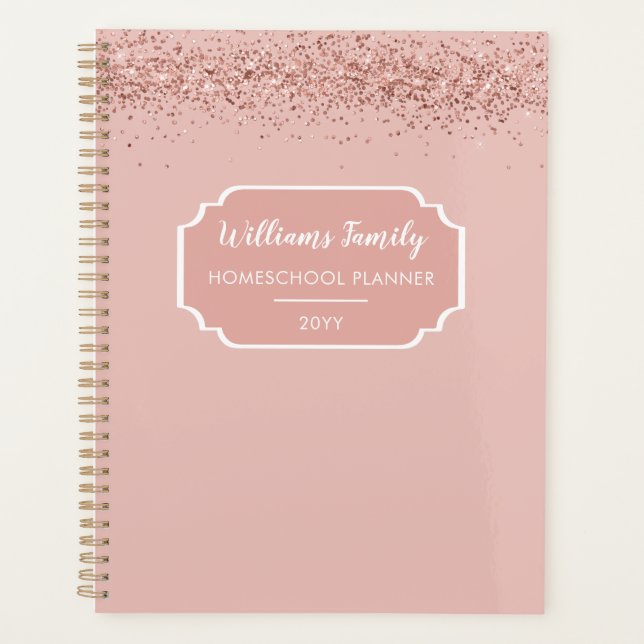 Homeschool Portfolio Organization Glitter Planner (Front)