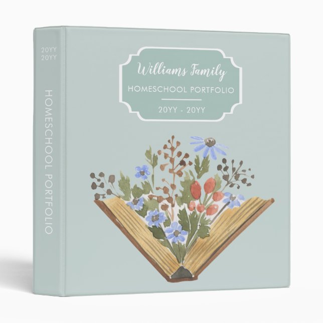 Homeschool Portfolio Organization Mint Green Binder (Front/Spine)
