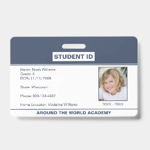 Homeschool Student ID Badge Blue White
