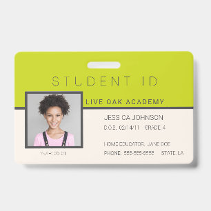 Homeschool Student ID Badge Doodles Green